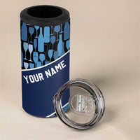 Custom Blue Wine Camo Pattern Golf 4 in 1 Can Cooler Tumbler with Blue Golf Club Pattern Cart and Ball Graphic - Wonder Print Shop