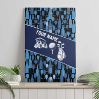 Custom Blue Wine Camo Pattern Golf Canvas Wall Art with Blue Golf Club Pattern Cart and Ball Graphic - Wonder Print Shop
