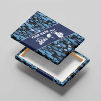 Custom Blue Wine Camo Pattern Golf Canvas Wall Art with Blue Golf Club Pattern Cart and Ball Graphic - Wonder Print Shop