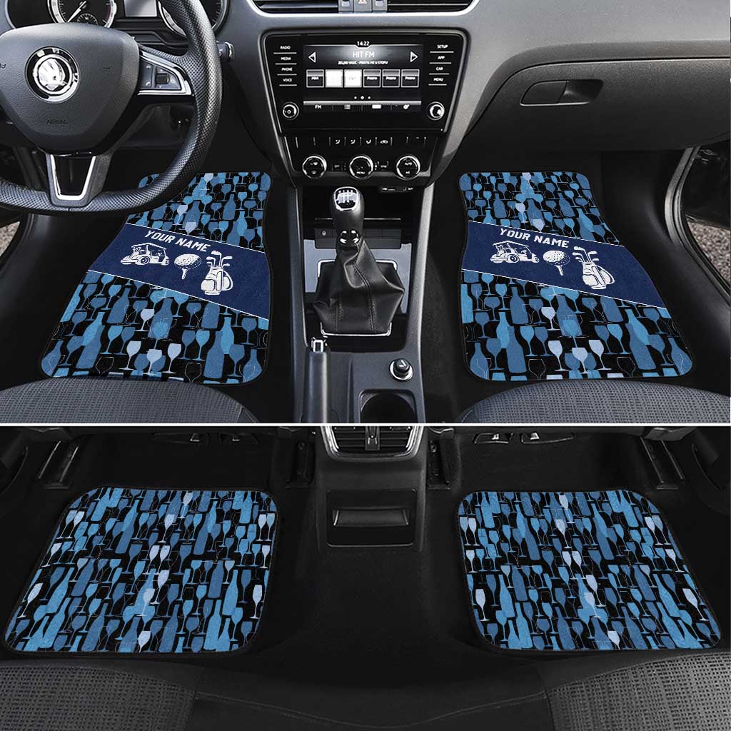 Custom Blue Wine Camo Pattern Golf Car Mats with Blue Golf Club Pattern Cart and Ball Graphic - Wonder Print Shop