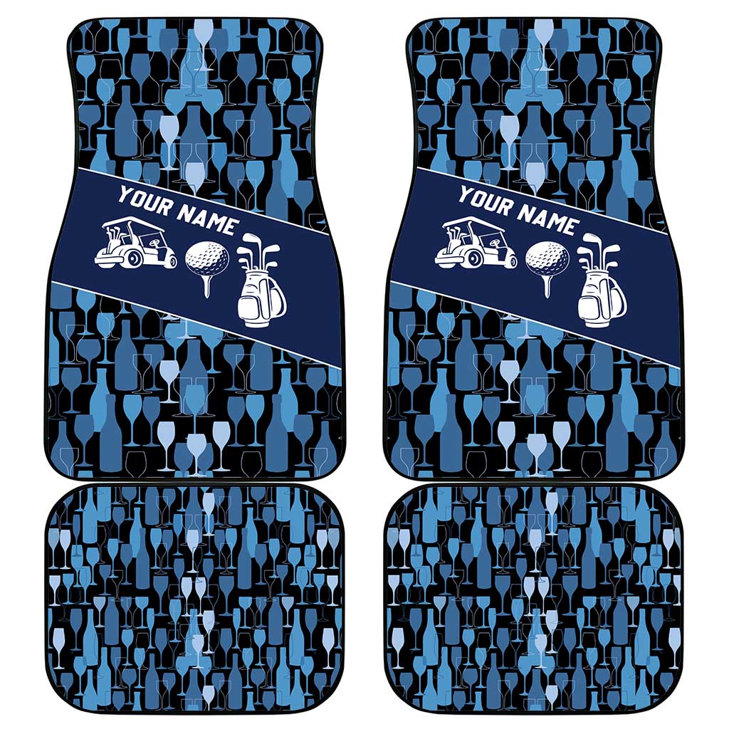 Custom Blue Wine Camo Pattern Golf Car Mats with Blue Golf Club Pattern Cart and Ball Graphic - Wonder Print Shop