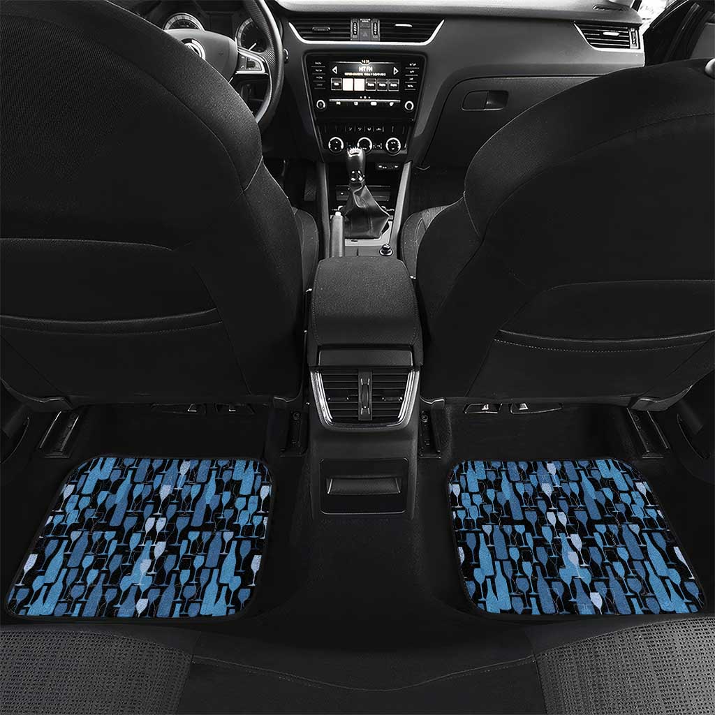Custom Blue Wine Camo Pattern Golf Car Mats with Blue Golf Club Pattern Cart and Ball Graphic - Wonder Print Shop