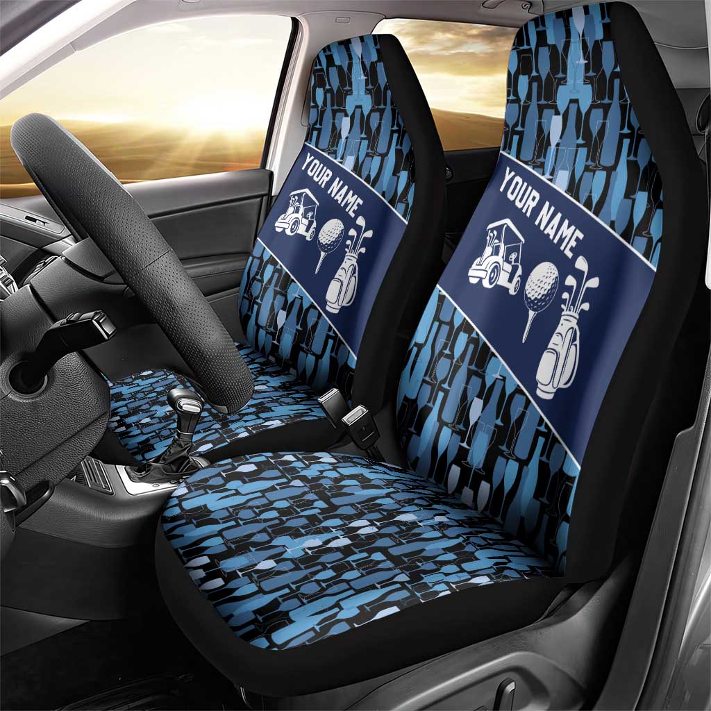 Custom Blue Wine Camo Pattern Golf Car Seat Cover with Blue Golf Club Pattern Cart and Ball Graphic - Wonder Print Shop