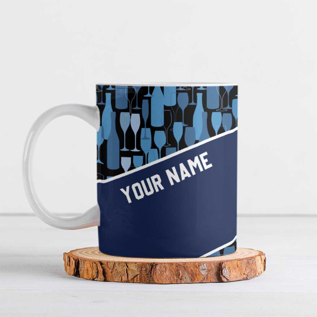 Custom Blue Wine Camo Pattern Golf Ceramic Mug with Blue Golf Club Pattern Cart and Ball Graphic - Wonder Print Shop