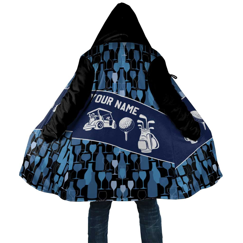 Custom Blue Wine Camo Pattern Golf Cloak with Blue Golf Club Pattern Cart and Ball Graphic - Wonder Print Shop
