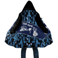 Custom Blue Wine Camo Pattern Golf Cloak with Blue Golf Club Pattern Cart and Ball Graphic - Wonder Print Shop