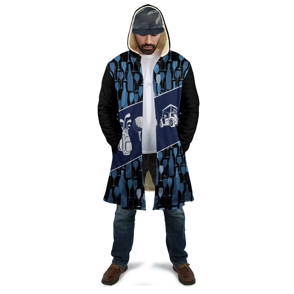 Custom Blue Wine Camo Pattern Golf Cloak with Blue Golf Club Pattern Cart and Ball Graphic - Wonder Print Shop