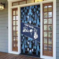 Custom Blue Wine Camo Pattern Golf Door Cover with Blue Golf Club Pattern Cart and Ball Graphic - Wonder Print Shop