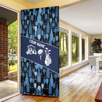 Custom Blue Wine Camo Pattern Golf Door Cover with Blue Golf Club Pattern Cart and Ball Graphic - Wonder Print Shop