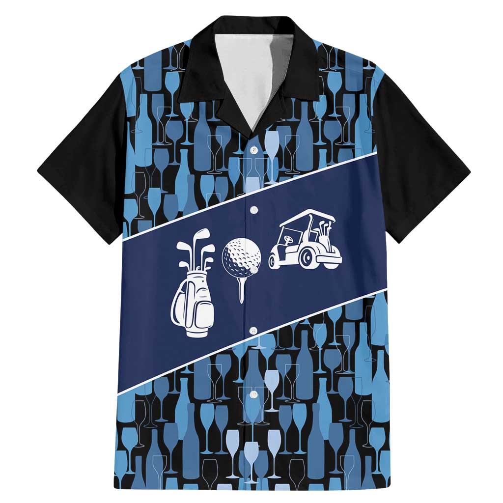 Custom Blue Wine Camo Pattern Golf Family Matching Mermaid Dress and Hawaiian Shirt with Blue Golf Club Pattern Cart and Ball Graphic - Wonder Print Shop