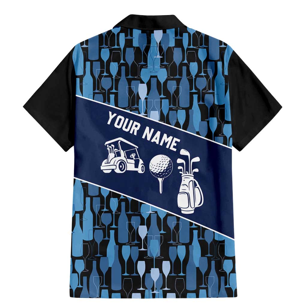Custom Blue Wine Camo Pattern Golf Family Matching Mermaid Dress and Hawaiian Shirt with Blue Golf Club Pattern Cart and Ball Graphic - Wonder Print Shop