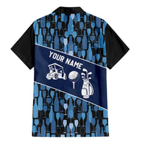 Custom Blue Wine Camo Pattern Golf Family Matching Mermaid Dress and Hawaiian Shirt with Blue Golf Club Pattern Cart and Ball Graphic - Wonder Print Shop