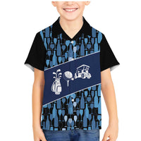 Custom Blue Wine Camo Pattern Golf Family Matching Mermaid Dress and Hawaiian Shirt with Blue Golf Club Pattern Cart and Ball Graphic - Wonder Print Shop