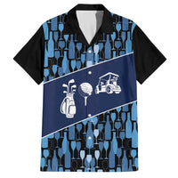 Custom Blue Wine Camo Pattern Golf Family Matching Off The Shoulder Long Sleeve Dress and Hawaiian Shirt with Blue Golf Club Pattern Cart and Ball Graphic - Wonder Print Shop