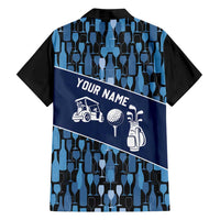 Custom Blue Wine Camo Pattern Golf Family Matching Off Shoulder Maxi Dress and Hawaiian Shirt with Blue Golf Club Pattern Cart and Ball Graphic - Wonder Print Shop