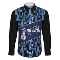 Custom Blue Wine Camo Pattern Golf Family Matching Puletasi and Hawaiian Shirt with Blue Golf Club Pattern Cart and Ball Graphic - Wonder Print Shop