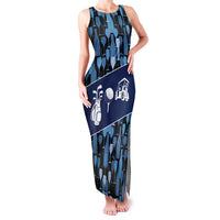 Custom Blue Wine Camo Pattern Golf Family Matching Tank Maxi Dress and Hawaiian Shirt with Blue Golf Club Pattern Cart and Ball Graphic - Wonder Print Shop