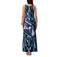 Custom Blue Wine Camo Pattern Golf Family Matching Tank Maxi Dress and Hawaiian Shirt with Blue Golf Club Pattern Cart and Ball Graphic - Wonder Print Shop