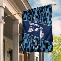 Custom Blue Wine Camo Pattern Golf Garden Flag with Blue Golf Club Pattern Cart and Ball Graphic - Wonder Print Shop
