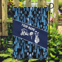 Custom Blue Wine Camo Pattern Golf Garden Flag with Blue Golf Club Pattern Cart and Ball Graphic - Wonder Print Shop