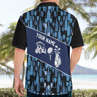 Custom Blue Wine Camo Pattern Golf Hawaiian Shirt with Blue Golf Club Pattern Cart and Ball Graphic - Wonder Print Shop