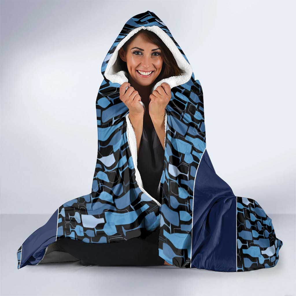 Custom Blue Wine Camo Pattern Golf Hooded Blanket with Blue Golf Club Pattern Cart and Ball Graphic - Wonder Print Shop