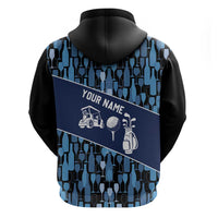 Custom Blue Wine Camo Pattern Golf Hoodie with Blue Golf Club Pattern Cart and Ball Graphic - Wonder Print Shop