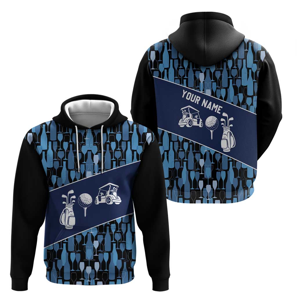 Custom Blue Wine Camo Pattern Golf Hoodie with Blue Golf Club Pattern Cart and Ball Graphic - Wonder Print Shop