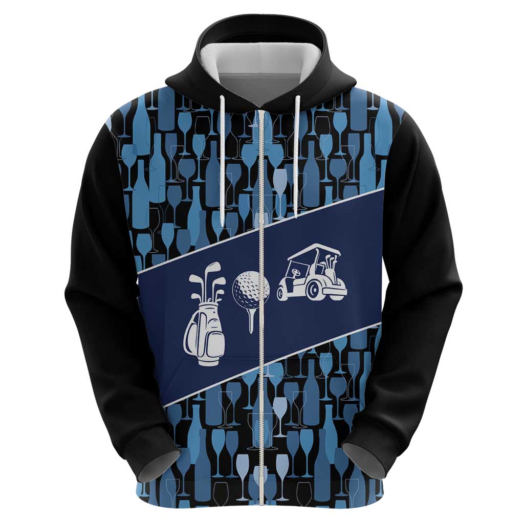 Custom Blue Wine Camo Pattern Golf Hoodie with Blue Golf Club Pattern Cart and Ball Graphic - Wonder Print Shop