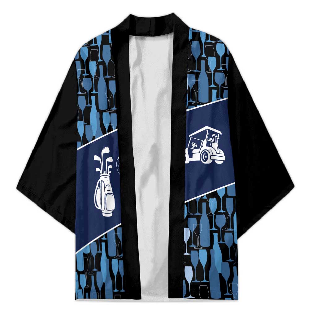Custom Blue Wine Camo Pattern Golf Kimono with Blue Golf Club Pattern Cart and Ball Graphic - Wonder Print Shop