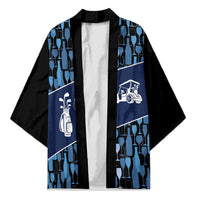 Custom Blue Wine Camo Pattern Golf Kimono with Blue Golf Club Pattern Cart and Ball Graphic - Wonder Print Shop