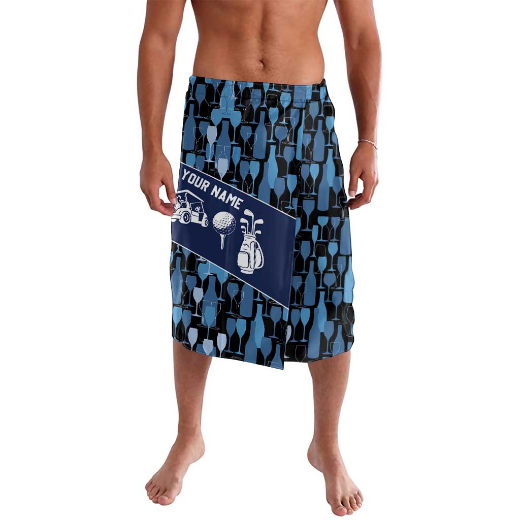 Custom Blue Wine Camo Pattern Golf Lavalava with Blue Golf Club Pattern Cart and Ball Graphic - Wonder Print Shop