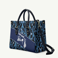 Custom Blue Wine Camo Pattern Golf Leather Bag with Blue Golf Club Pattern Cart and Ball Graphic - Wonder Print Shop