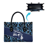 Custom Blue Wine Camo Pattern Golf Leather Bag with Blue Golf Club Pattern Cart and Ball Graphic - Wonder Print Shop