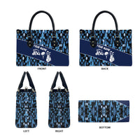 Custom Blue Wine Camo Pattern Golf Leather Bag with Blue Golf Club Pattern Cart and Ball Graphic - Wonder Print Shop