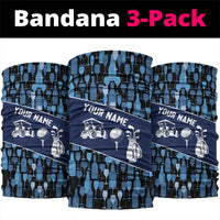 Custom Blue Wine Camo Pattern Golf Neck Gaiter with Blue Golf Club Pattern Cart and Ball Graphic - Wonder Print Shop