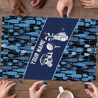 Custom Blue Wine Camo Pattern Golf Puzzle with Blue Golf Club Pattern Cart and Ball Graphic - Wonder Print Shop