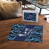 Custom Blue Wine Camo Pattern Golf Puzzle with Blue Golf Club Pattern Cart and Ball Graphic - Wonder Print Shop