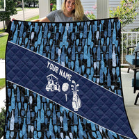 Custom Blue Wine Camo Pattern Golf Quilt with Blue Golf Club Pattern Cart and Ball Graphic - Wonder Print Shop
