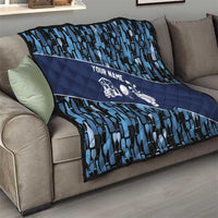 Custom Blue Wine Camo Pattern Golf Quilt with Blue Golf Club Pattern Cart and Ball Graphic - Wonder Print Shop