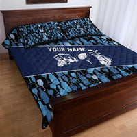 Custom Blue Wine Camo Pattern Golf Quilt Bed Set with Blue Golf Club Pattern Cart and Ball Graphic - Wonder Print Shop