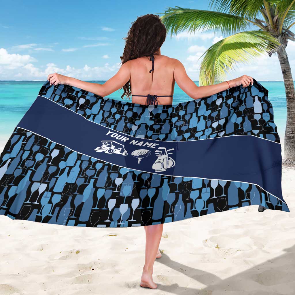 Custom Blue Wine Camo Pattern Golf Sarong with Blue Golf Club Pattern Cart and Ball Graphic - Wonder Print Shop