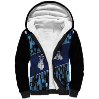 Custom Blue Wine Camo Pattern Golf Sherpa Hoodie with Blue Golf Club Pattern Cart and Ball Graphic - Wonder Print Shop
