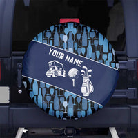 Custom Blue Wine Camo Pattern Golf Spare Tire Cover with Blue Golf Club Pattern Cart and Ball Graphic - Wonder Print Shop