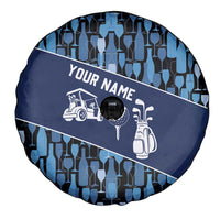 Custom Blue Wine Camo Pattern Golf Spare Tire Cover with Blue Golf Club Pattern Cart and Ball Graphic - Wonder Print Shop