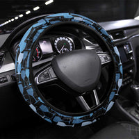 Blue Wine Camo Pattern Golf Steering Wheel Cover with Blue Golf Club Pattern Cart and Ball Graphic - Wonder Print Shop