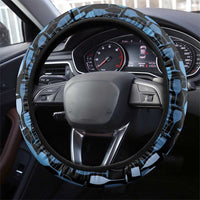 Blue Wine Camo Pattern Golf Steering Wheel Cover with Blue Golf Club Pattern Cart and Ball Graphic - Wonder Print Shop