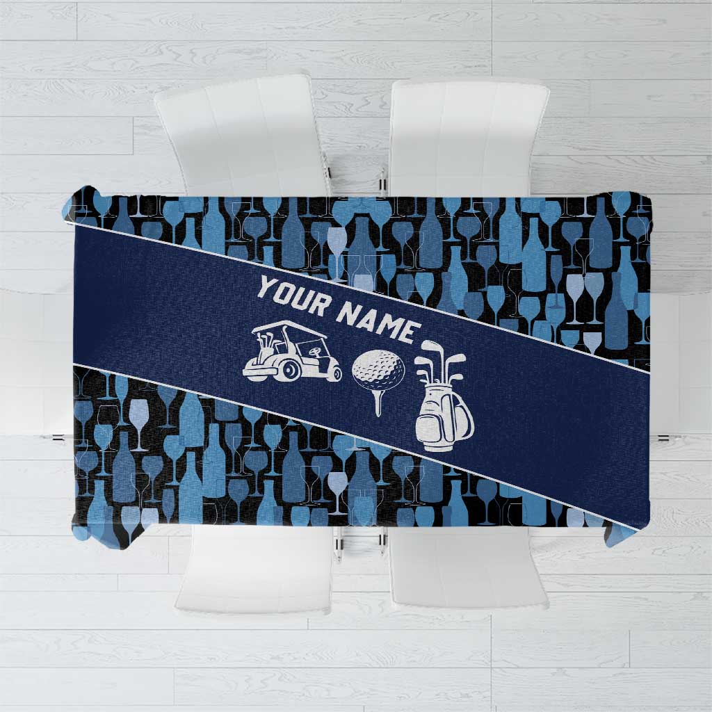Custom Blue Wine Camo Pattern Golf Tablecloth with Blue Golf Club Pattern Cart and Ball Graphic - Wonder Print Shop