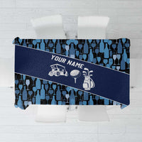 Custom Blue Wine Camo Pattern Golf Tablecloth with Blue Golf Club Pattern Cart and Ball Graphic - Wonder Print Shop