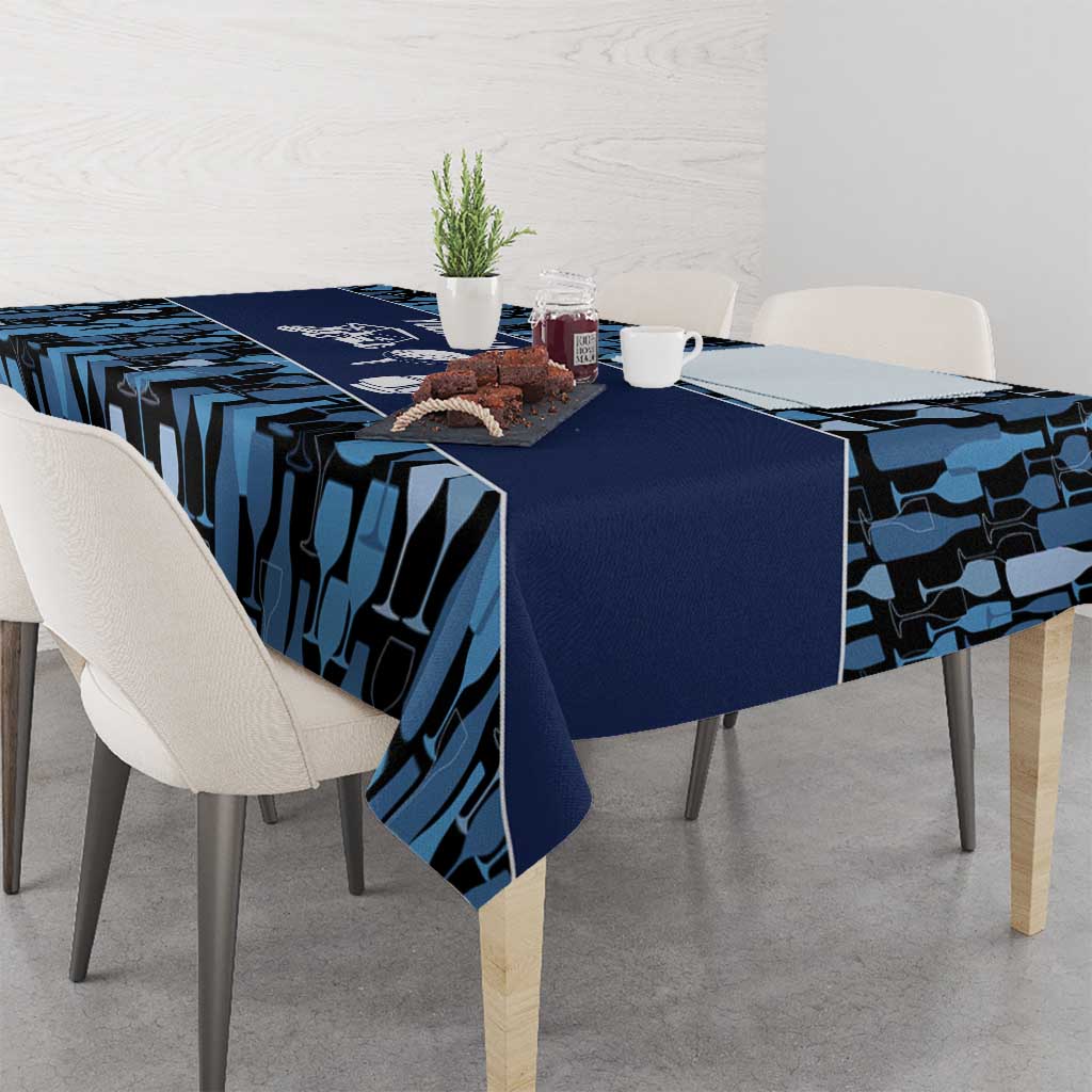 Custom Blue Wine Camo Pattern Golf Tablecloth with Blue Golf Club Pattern Cart and Ball Graphic - Wonder Print Shop